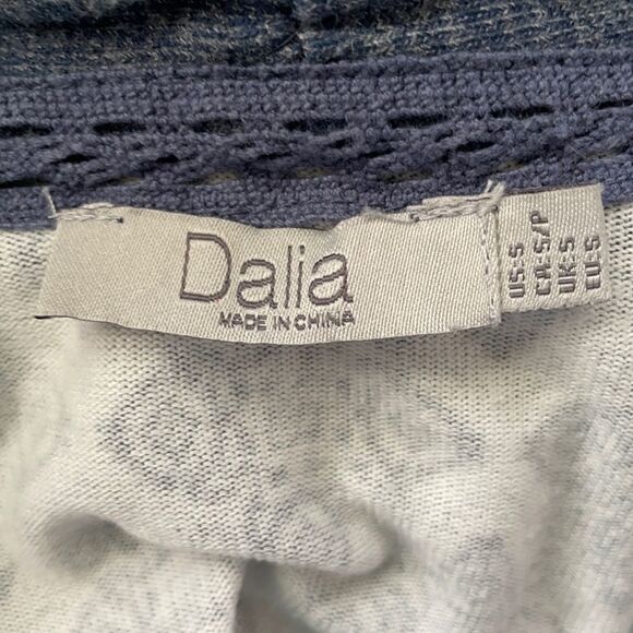 DALIA Blue & White Pattern Open-Front Cardigan, Size Small - Picture 8 of 10